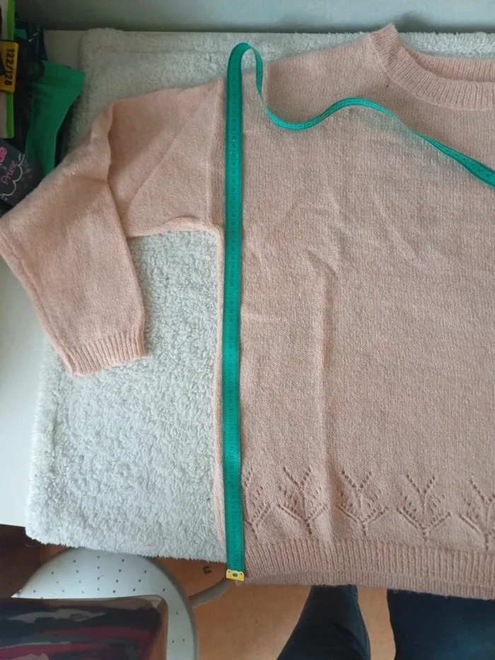 Pull rose poudré à filaments dorés - photo numéro 7