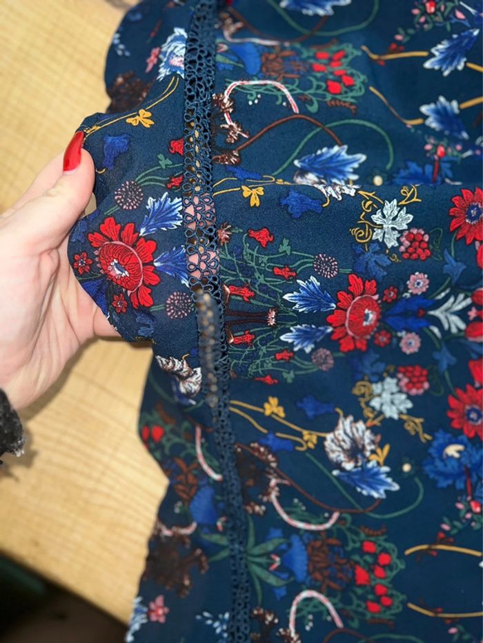 Robe femme taille 36 38 S M marque kilky fleurs voilage • - photo numéro 6