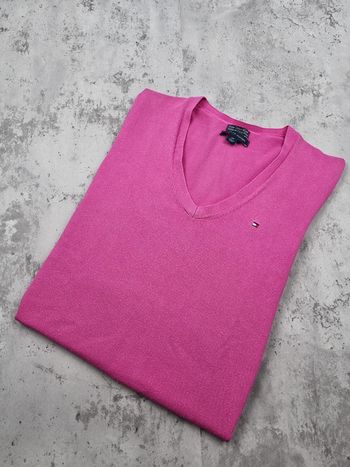 Pull col V Tommy Hilfiger fuschia – Taille S/36 Femmes