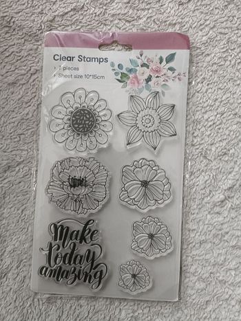 7 tampons transparents fleurs