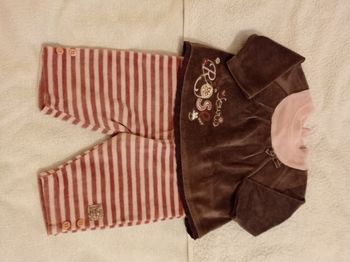 Jolie ensemble en velours pour bébé 3 mois 80 cm marque les bébés ensemble en velours avec motif marqué souris rose