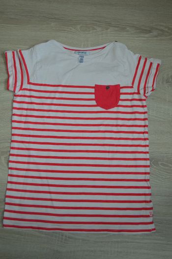 Tee shirt manches courtes rayé rose blanc Okaidi 10 ans