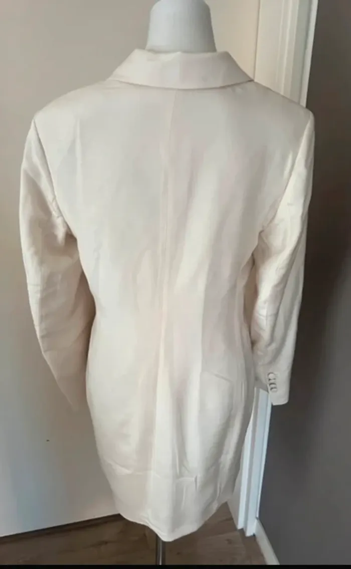 H&M, veste, blazer, longue beige, neuf avec étiquette femme, taille 38 - photo numéro 2