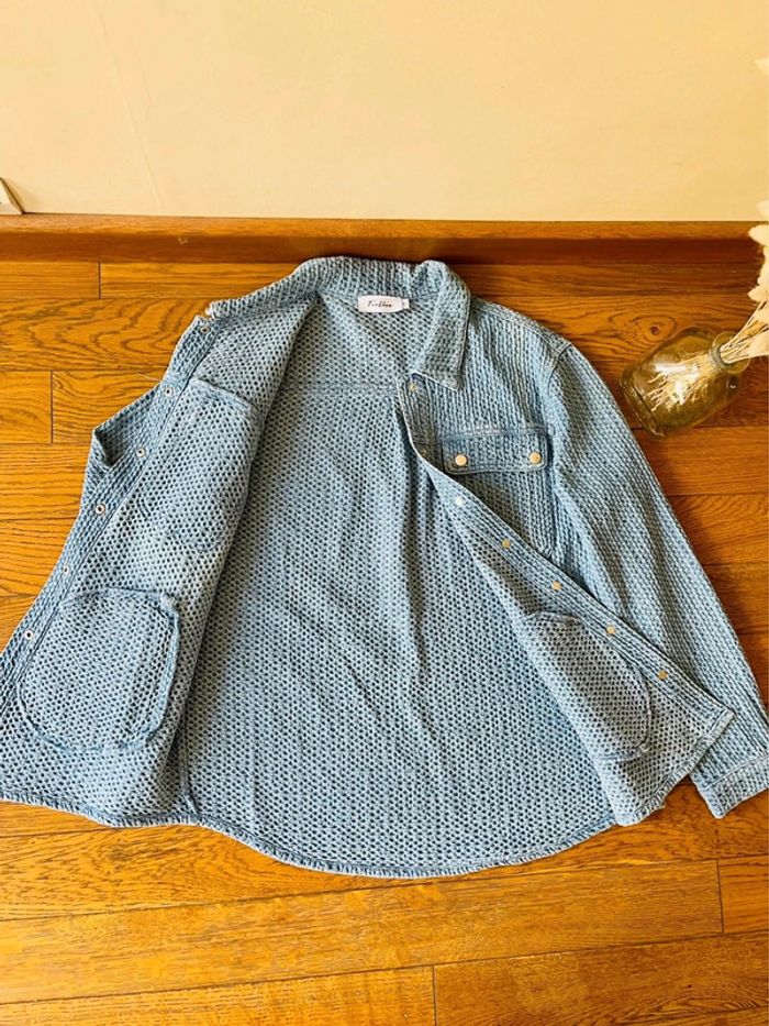 Sublime veste feelhoo en jean bleu à poche et col taille L - photo numéro 6