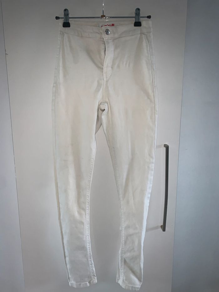 Jeans skinny taille haute blanc fille xxs