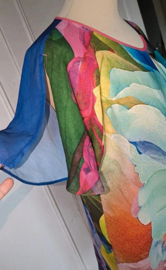 Neuf Magnifique Blouse multicolore en voile femme taille l 40 - photo numéro 3