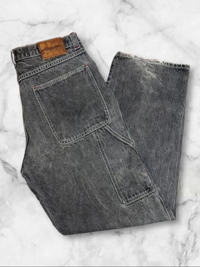 Jean Workwear cargo Carpenter Vintage 100% coton Gris Délavé - Bas Usé - W36- L34