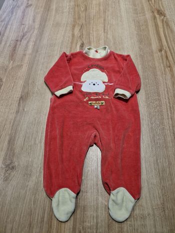 Pyjama/Dors-bien Velours Rouge Culbuto - Champignon - 3 Mois