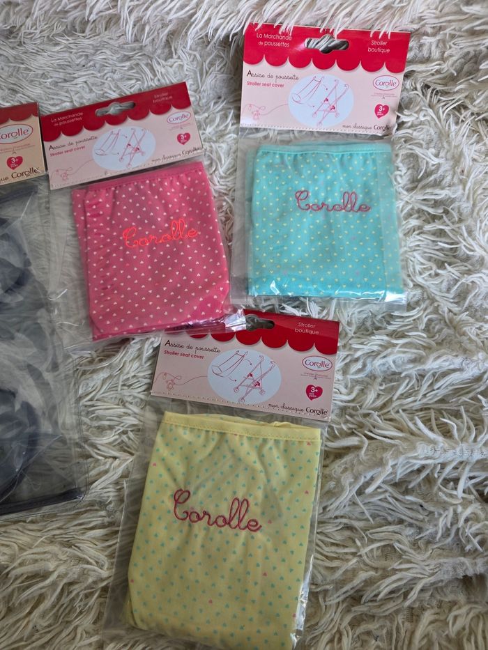 Accessoire poupee corolle pour pousette habillage de pluie + 3 assise de pousette - photo numéro 2