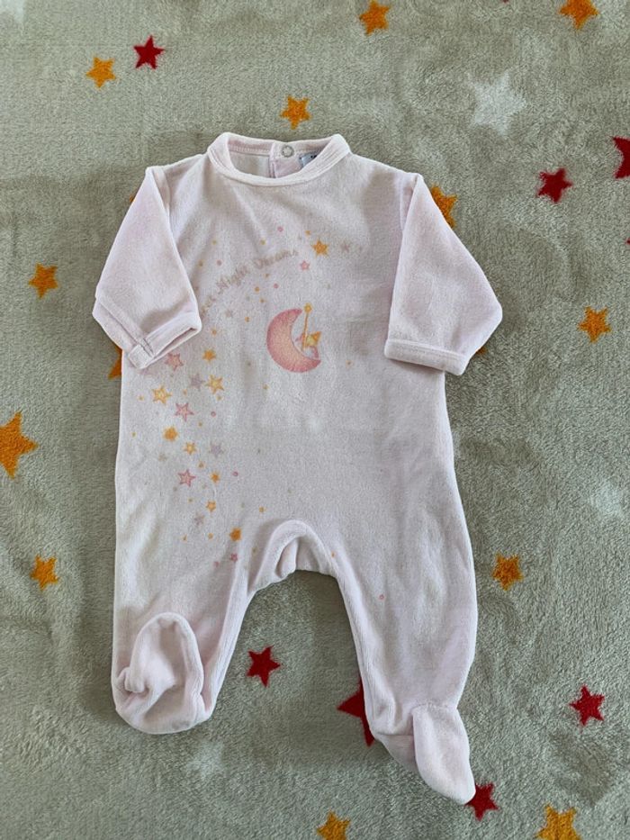 Ensemble Bonnet De Naissance et Pyjama Bébé Rose 0M - photo numéro 2