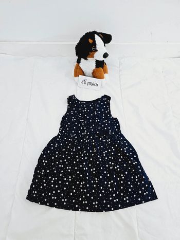 Robe sans manches bleu marine kiabi fleurs fleuri bébé fille 18 mois