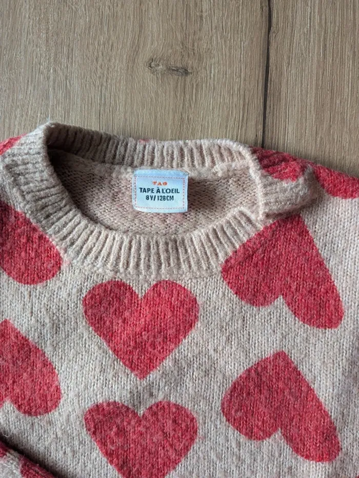 Pull en laine avec motif coeur - photo numéro 3