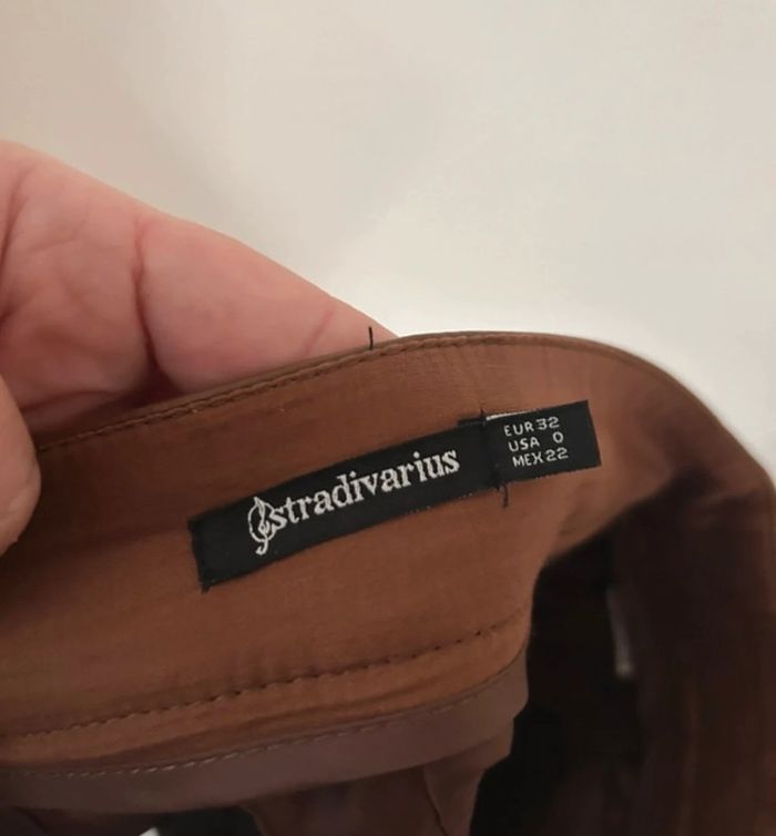 Jupe en cuir brodée, marron, Stradivarius - photo numéro 7
