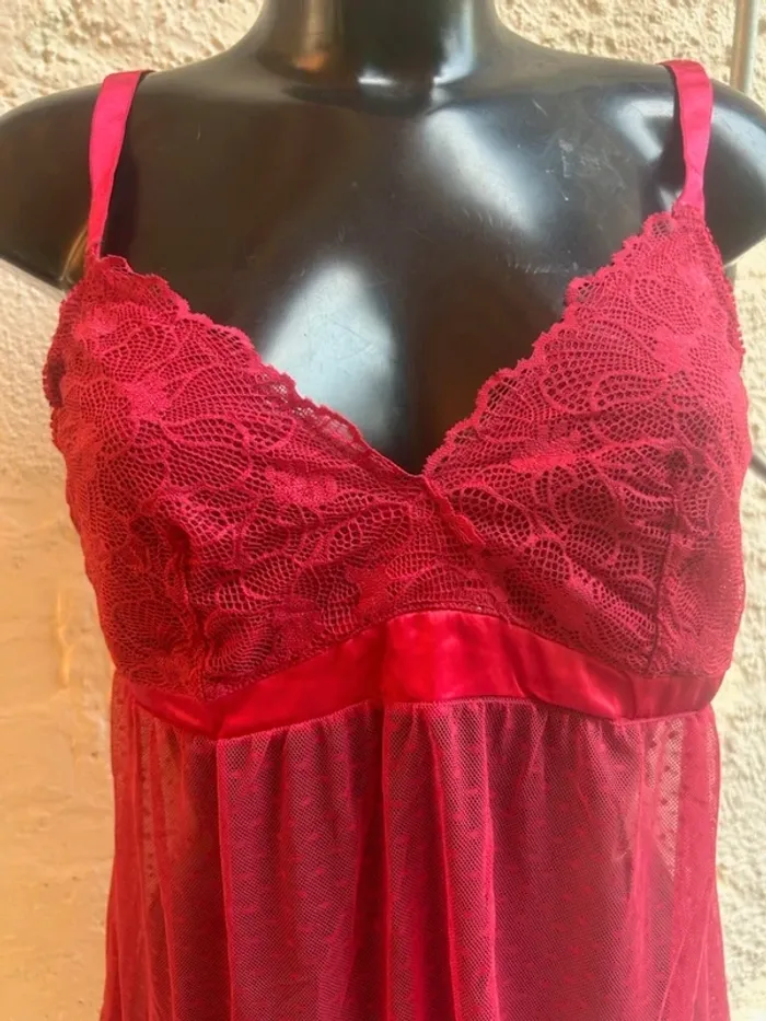 Caraco en tulle plumetis stretch et dentelle T42/44 - photo numéro 3