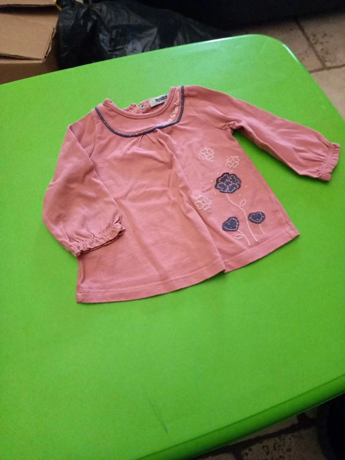 Tee shirt manche longue rose 6 mois