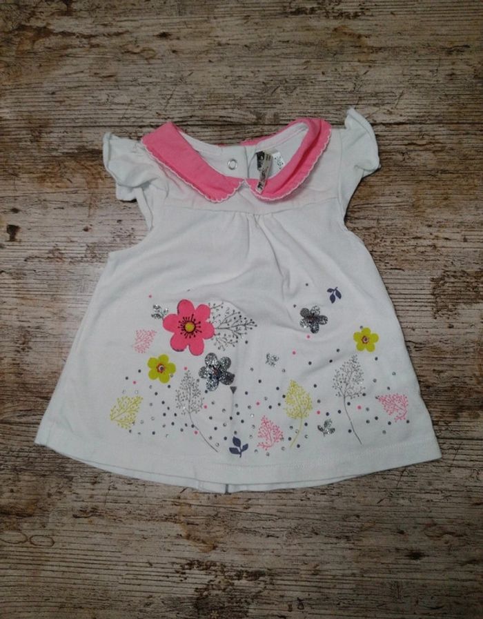 Joli t-shirt manches courtes été fille 3 mois