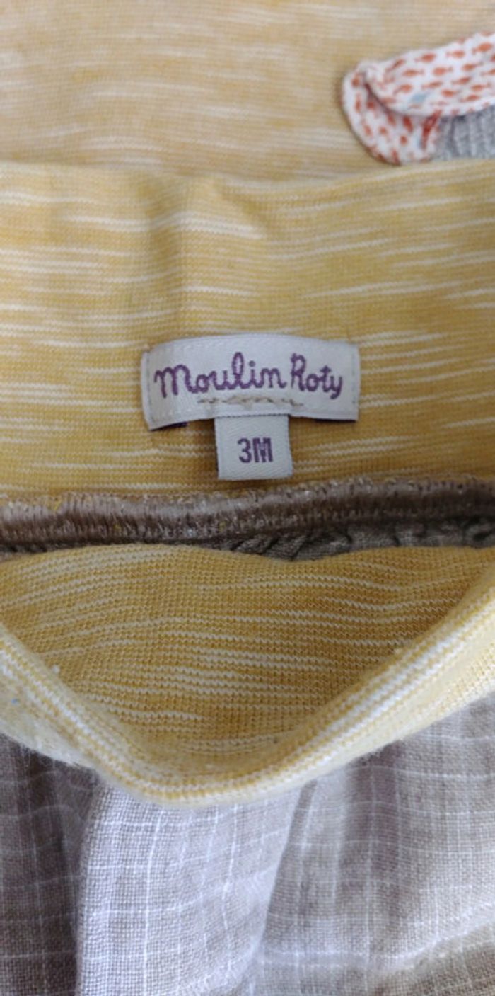 Ensemble 2 pantalons-t.shirt Moulin Roty les Papoums 3 mois - photo numéro 8