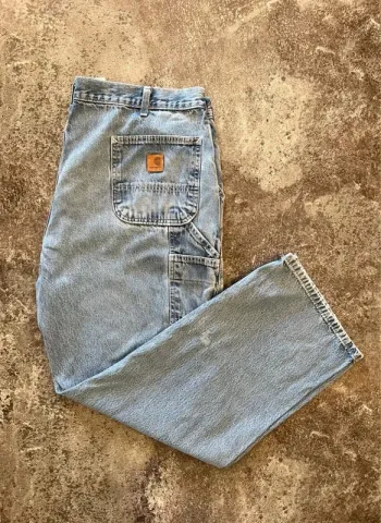 Jean coton bleu droit homme Carhartt W42 L32 Pantalón recto hombre dritti uomo Gerade Herren