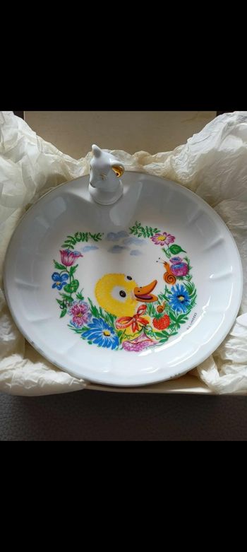 Assiette chauffante bébé en porcelaine de Limoges – Tharaud – Vintage