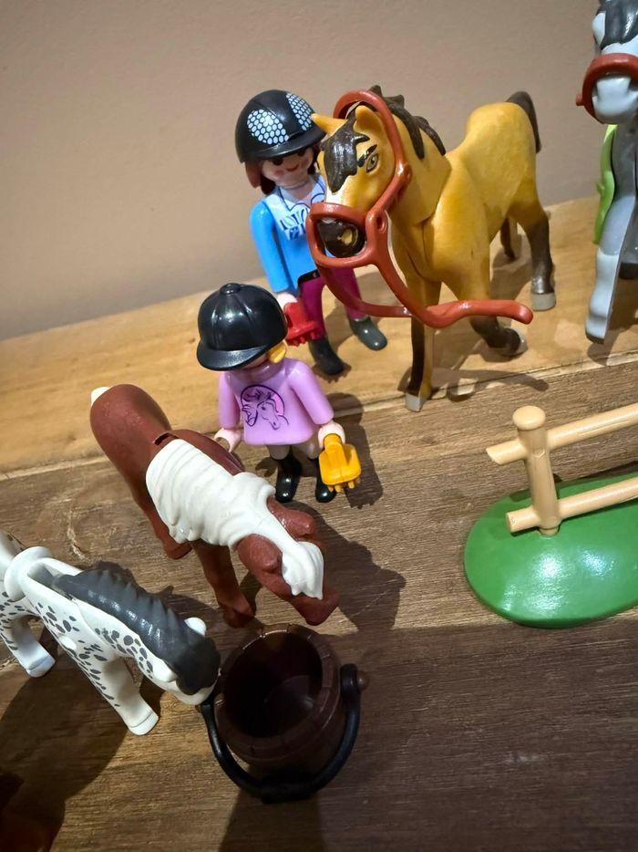 Lot playmobil chevaux et terrier lapin avec arbres et verdures - photo numéro 7