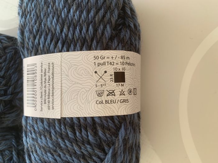 Pelotes de laine bleu gris - lot de 3 - photo numéro 4