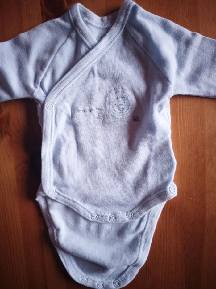 Lot de 4 bodies blanc et bleu taille naissance - photo numéro 6