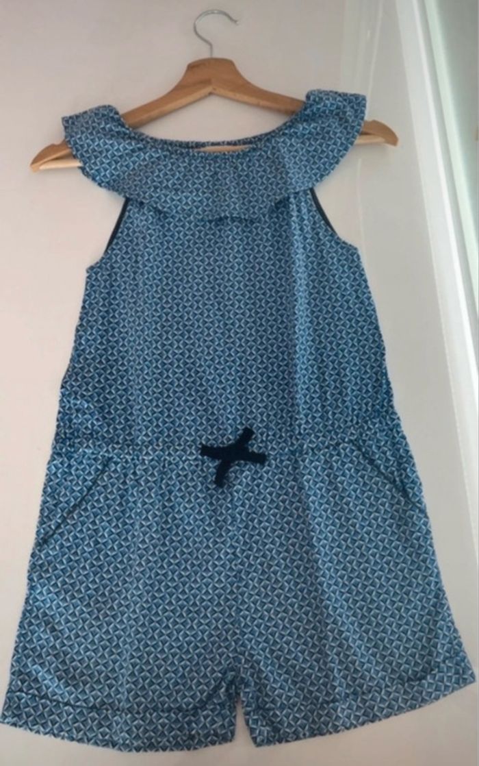 Combishort bleue à motifs Okaïdi (8 ans) avec col volanté - photo numéro 1