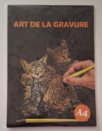 Carte à gratter au décor de chats au format A4