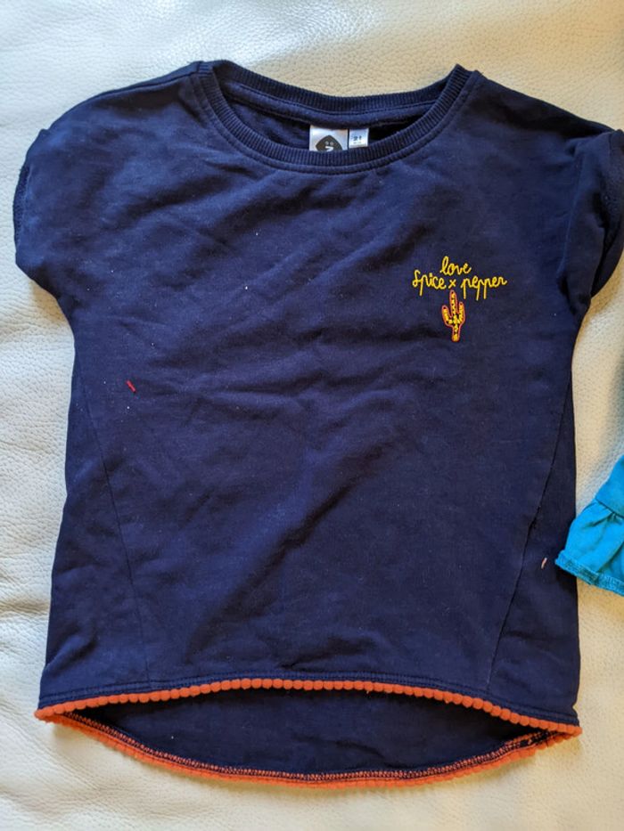 lot de 4 vêtements short jean Kenzo et 3 tee-shirts bébé fille 24 mois 86 cm - photo numéro 4