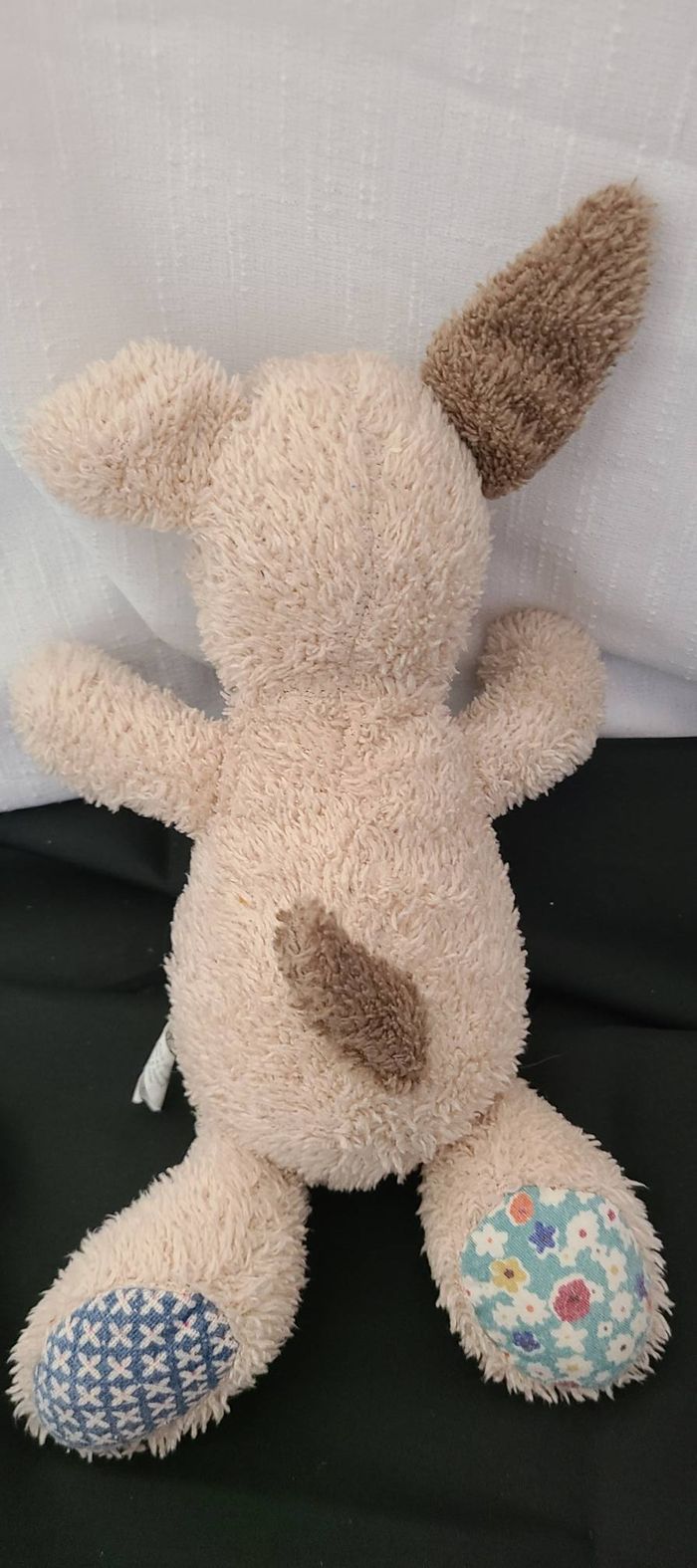 doudou chien beige marron , imprimé oreilles - photo numéro 2