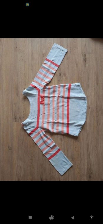 marinière bleu ciel et corail avec noeud marinière cyrillus 6ans