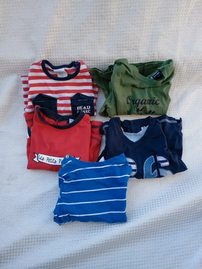 Lot de 5 T-shirts Manches Longues Bébé Garçon (12 mois)