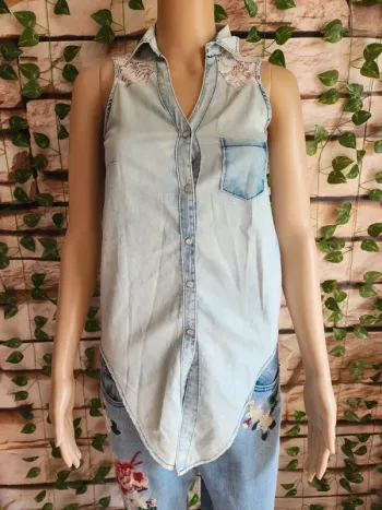 🌸Blouse jeans Dentelle Megazzer Taille 36🌸