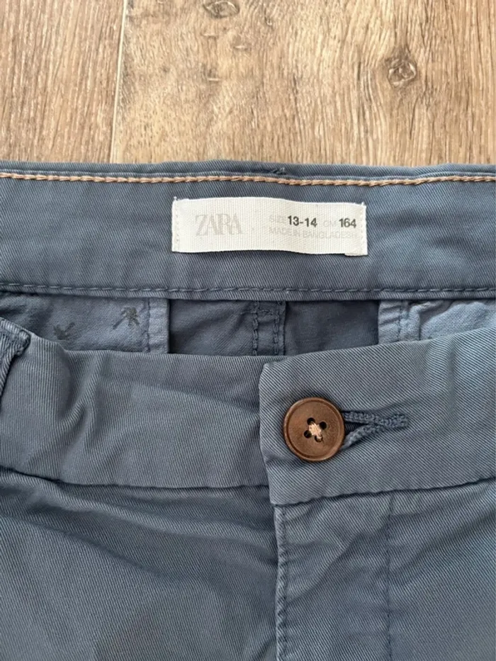 Bermuda bleu gris Zara 13/14 ans - photo numéro 3