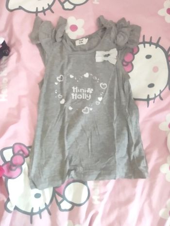 Débardeur gris petits coeurs 🧡 et strass Mini molly