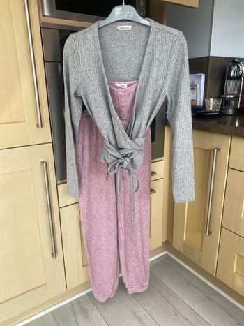 Pyjama femme, trois pièces pantalon, débardeur, petite veste à nouer 