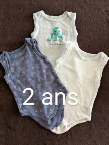 Lot de 3 bodies 2ans sans manches