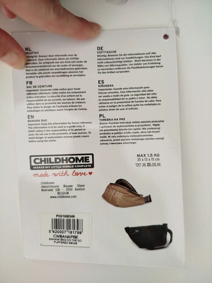 Sac Banane Childhome Banana bag matelassé beige brodé Neuf - photo numéro 10