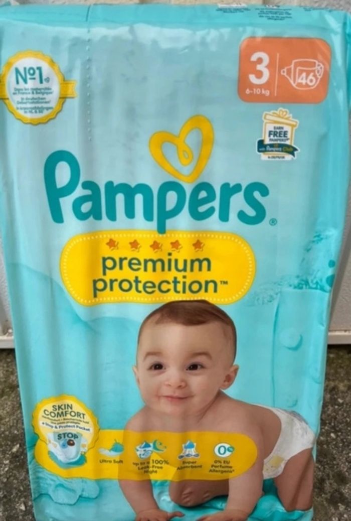 3 paquets Pampers premium protection taille 3 - photo numéro 2