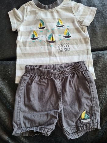 Ensemble short +tee shirt marin