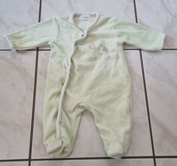 pyjama dors-bien velours vert clair kitchoun taille 3 mois bebe garcon