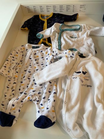 Pyjamas velours naissance et 1 mois