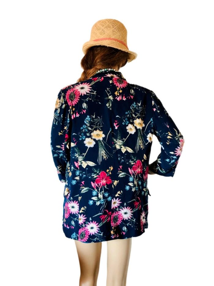 💙Joli blazer bohème marine fleuri multicolore🌸navy multicolored floral boho blazer💙 - photo numéro 8
