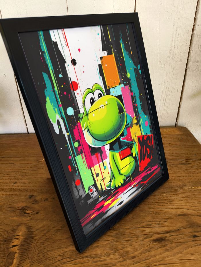 Affiche poster A4 (21×29,7 cm) Yoshi Nintendo street art coloré déco murale gaming chambre - photo numéro 2