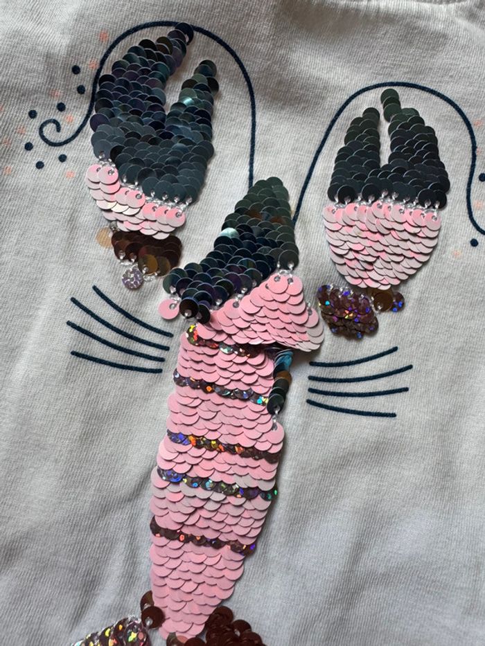 T-shirt okaïdi 3 ans fille homard sequins très bon état - photo numéro 2