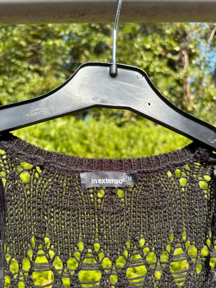Gilet noir ajouré style bohème avec franges – Marque In Extenso - photo numéro 4