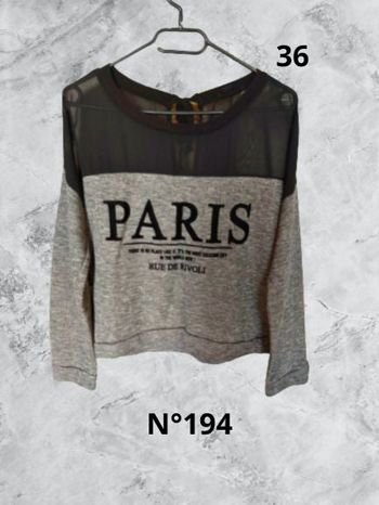 N°194 Pull fin noir/gris T36. Jennyfer.