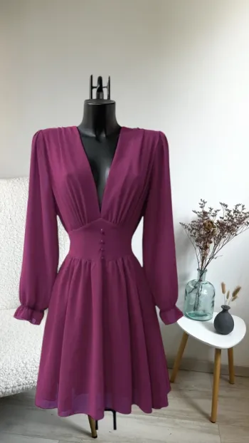 Robe midi couleur mauve