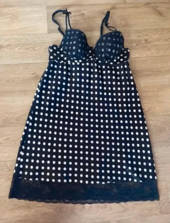Passionnata nuisette femme taille 36 Bleu imprimer pois blancs