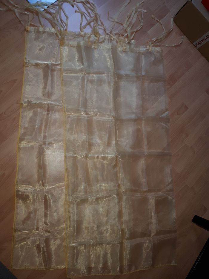 Lot de 2 voilages jaunes en organza - photo numéro 2